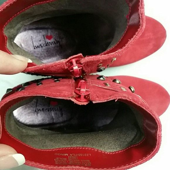 Red Suede Platform Boots - Picture 7 of 8